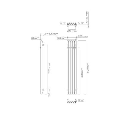 Grzejnik łazienkowy dekoracyjny 150x26 cm czarny 55021300 Oltens Stang