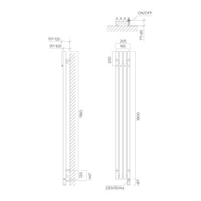 Grzejnik elektryczny 180x20.5 cm 55112610 Oltens Stang
