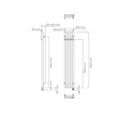 Grzejnik elektryczny 150x26 cm czarny 55121300 Oltens Stang