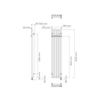 Grzejnik elektryczny 150x31.5 cm biały 55122000 Oltens Stang