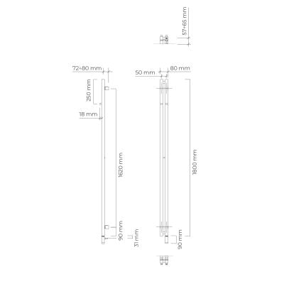 Grzejnik elektryczny 180x8 cm grafit 55123400 Oltens Stang