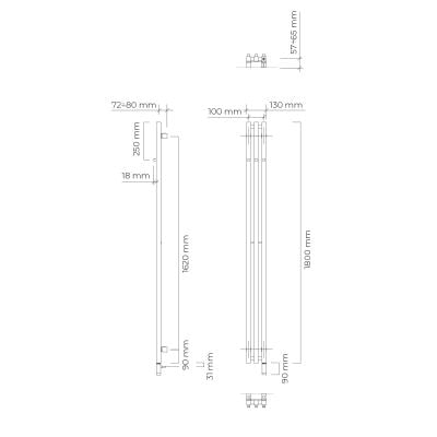 Grzejnik elektryczny 180x13 cm czarny 55124300 Oltens Stang