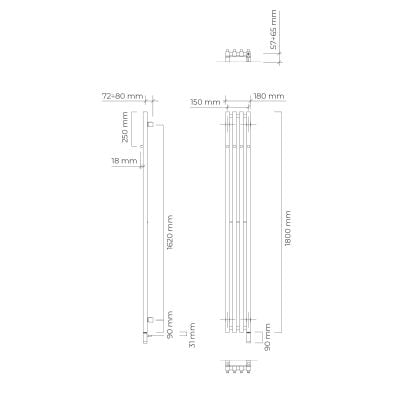 Grzejnik elektryczny 180x18 cm grafit 55125400 Oltens Stang