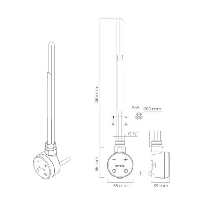 Grzałka elektryczna 600 W czarna 55910300 Oltens Varmare