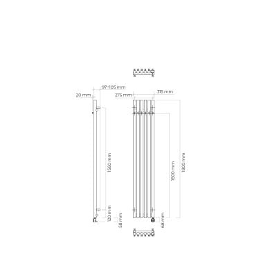 Grzejnik elektryczny 180x31.5 cm grafit 55118400 Oltens Stang