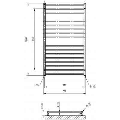 Grzejnik łazienkowy drabinkowy 120x70.2 cm stal LX3SS P.M.H. Luxor