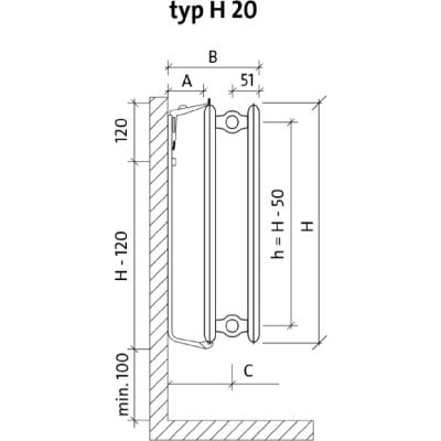 Grzejnik pokojowy 90x60 cm podłączenie boczne F062009006000300 Purmo Hygiene