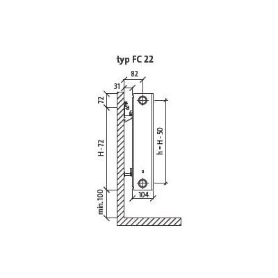 Grzejnik pokojowy 60x180 cm podłączenie boczne biały F092206018010300 Purmo Plan Compact