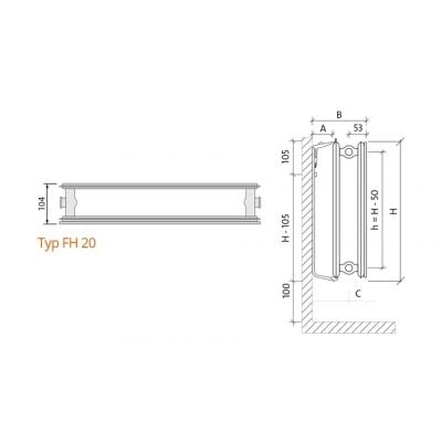 Grzejnik pokojowy 60x200 cm podłączenie boczne biały F0A2006020001300 Purmo Plan Ventil Hygiene