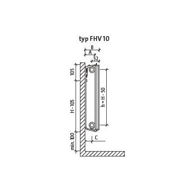Grzejnik pokojowy 60x18 cm podłączenie dolne F0A1006018001300 Purmo Plan Ventil Hygiene
