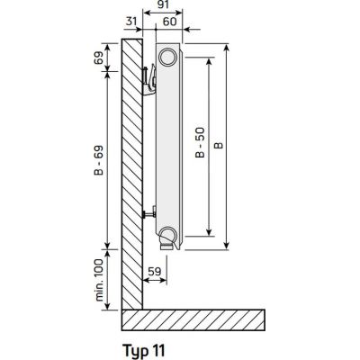 Grzejnik pokojowy 60x300 cm podłączenie dolne FM41106030010300 Purmo Flex