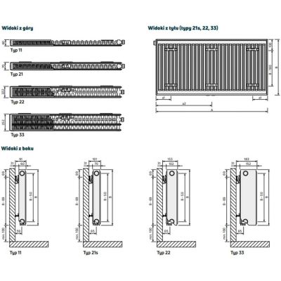 Grzejnik pokojowy 60x300 cm podłączenie dolne biały FM42206030010300 Purmo Flex