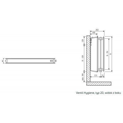 Grzejnik pokojowy 90x50 cm podłączenie dolne biały F072009005001300 Purmo Ventil Hygiene