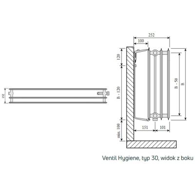 Grzejnik pokojowy 90x120 cm podłączenie dolne biały F073009012001300 Purmo Ventil Hygiene