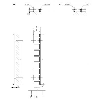 Grzejnik łazienkowy 20x128 cm WZEAN128020K916S1U Terma Easy
