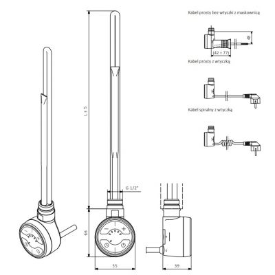 Grzałka elektryczna 400 W biała WEMOA04T916U Terma Moa