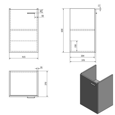 Szafka 41.5x37x63 cm podumywalkowa wisząca biała 56372 Aqualine Zoja