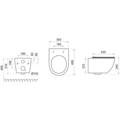 Miska WC wisząca bez kołnierza szary mat 5900378314271 LaVita Sinto