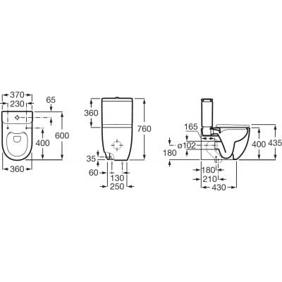 Miska kompakt WC biały A34224LS00 Roca Meridian