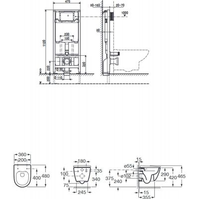 Zestaw miska z deską i stelaż A893106400 Roca Duplo One