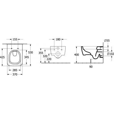 Miska WC z deską wolnoopadającą wisząca bez kołnierza ze spłukiwaniem wirowym biały połysk 4682CL01 Villeroy & Boch Skyla