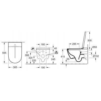 Toaleta myjąca wisząca bez kołnierza czarna V0E100R7 Villeroy & Boch ViClean