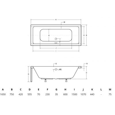 Wanna prostokątna 165x75 cm biała #WAQ165PK Besco Quadro