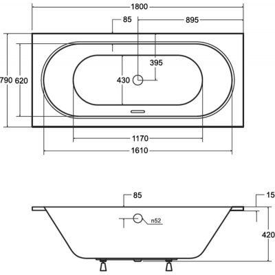 Wanna prostokątna 180x79 cm #WAV180SZ Besco Vitae