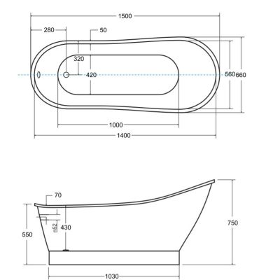 Wanna wolnostojąca 150x68 cm #WMD150GL Besco Gloria
