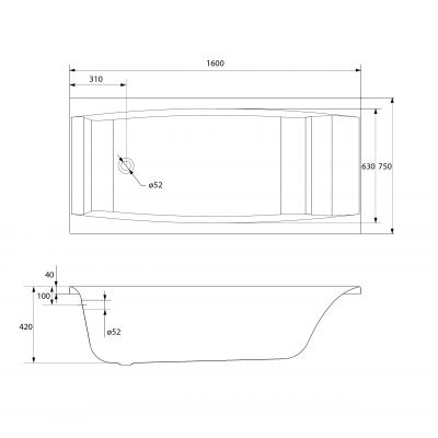 Wanna prostokątna 160x75 cm biały S301046 Cersanit Virgo