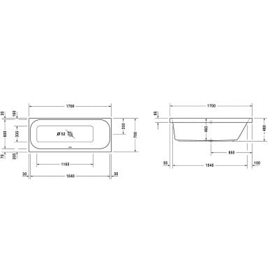 Wanna prostokątna 170x70 cm 700311000000000 Duravit Happy D.2