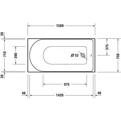 Wanna prostokątna 150x75 cm 700471000000000 Duravit D-Neo