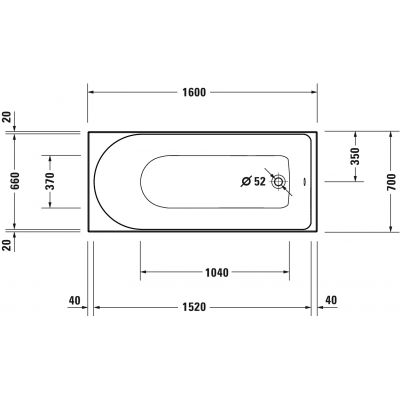 Wanna prostokątna 160x70 cm 700472000000000 Duravit D-Neo