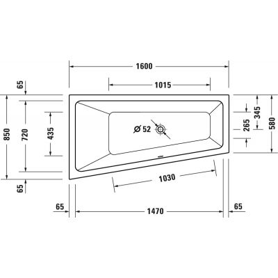 Wanna narożna 160x85 cm lewa biała 700506000000000 Duravit No. 1