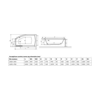 Wanna narożna WAEXMGP16WH Excellent Magnus