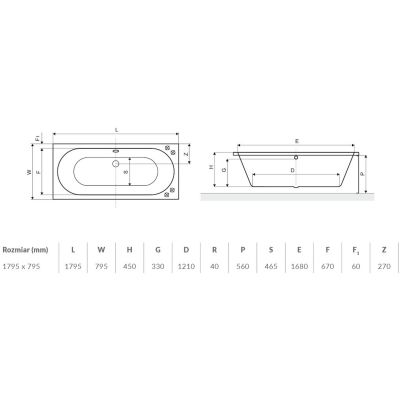 Wanna prostokątna 180x80 cm WAEXOCE18WHS Excellent Oceana