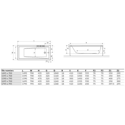 Wanna prostokątna 159x79 cm WAEXWAV16080WHS Excellent Wave