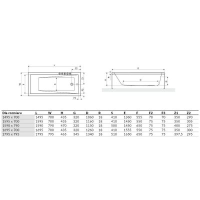 Wanna prostokątna 179.5x79.5 cm biały WAEXWAV18WHS Excellent Wave