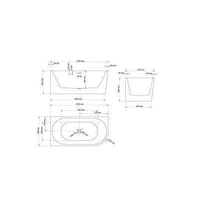 Wanna narożna 150x75 cm prostokątna biała HGR00000011 Hagser Ilsa