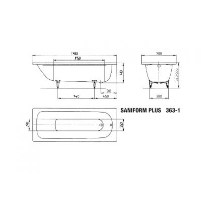 Wanna prostokątna 170x70 cm 111800013001 Kaldewei Saniform Plus