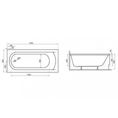 Wanna prostokątna 180x80 cm 00440 Polimat Classic
