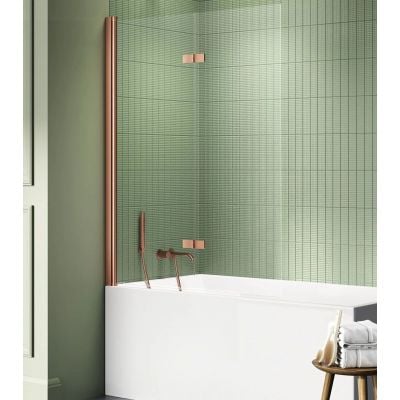 Parawan nawannowy 100 cm 2-częściowy miedź szczotkowany/szkło przezroczyste P0123 New Trendy New Soleo Copper Brushed