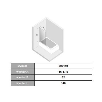 Parawan nawannowy 60 cm 1-częściowy chrom połysk/szkło przezroczyste W8712500 New Trendy New Soleo