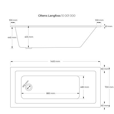 Wanna prostokątna 140x70 cm biała 10001000 Oltens Langfoss