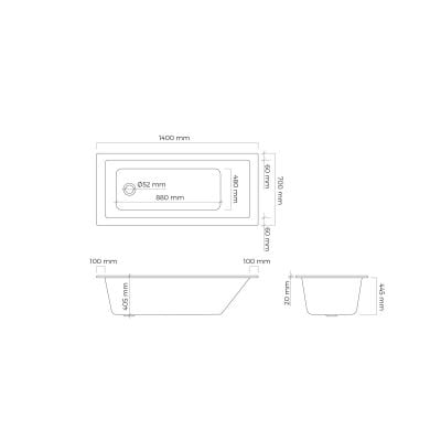 Wanna prostokątna 140x70 cm czarna 10001300 Oltens Langfoss