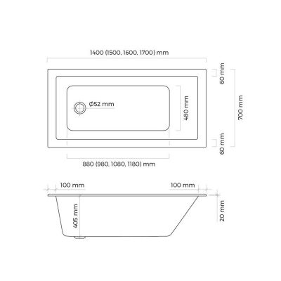Wanna prostokątna 150x70 cm biała 10002900 Oltens Langfoss