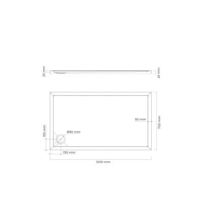 Brodzik prostokątny 120x70 cm czarny 15001300 Oltens Superior
