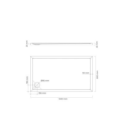 Brodzik prostokątny 140x80 cm czarny 15004300 Oltens Superior