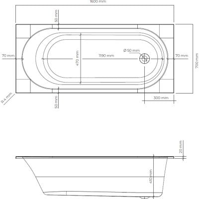 Wanna prostokątna 160x70 cm biała 10010000 Oltens Lykke
