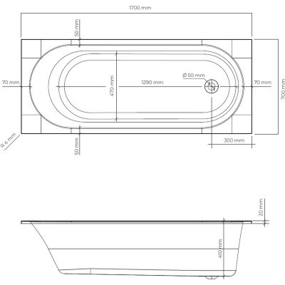 Wanna prostokątna 170x70 cm biała 10011000 Oltens Lykke